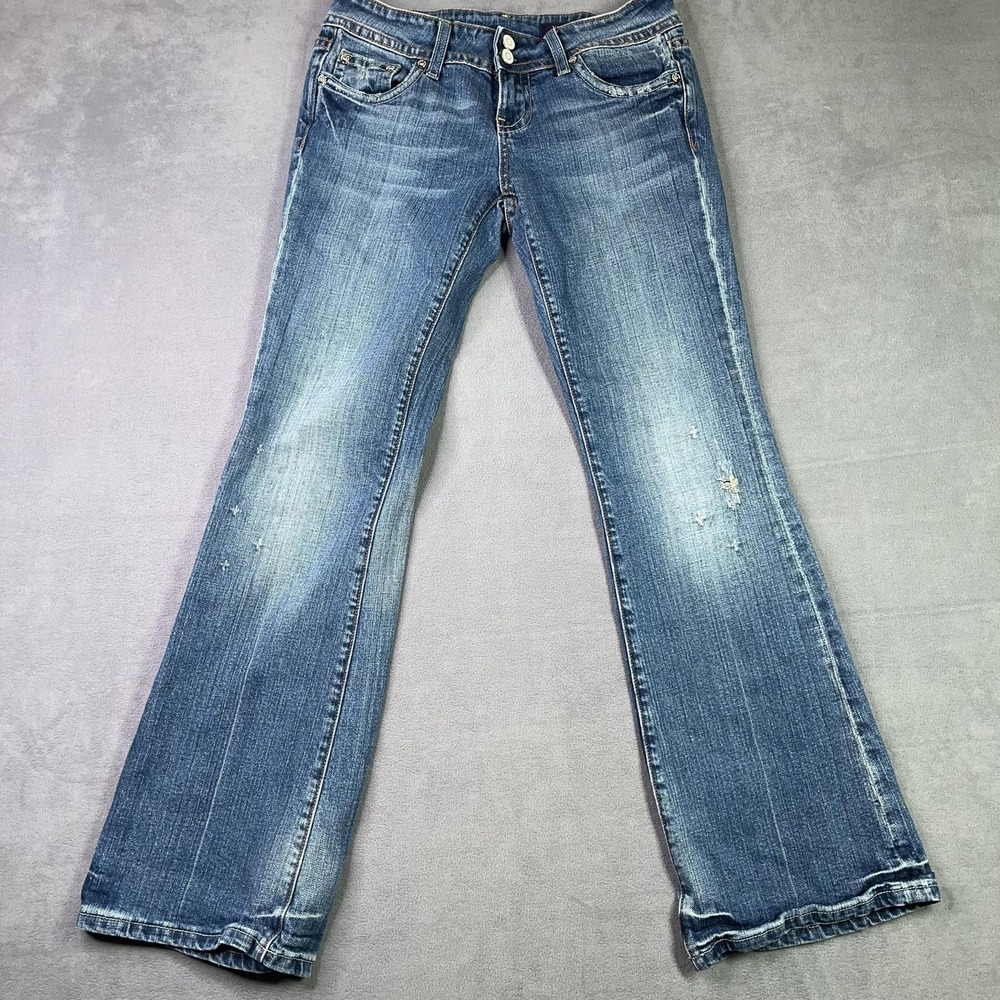 Vigoss Y2K Bootcut‎ Distressed Jeans with Embroidered Flap Pockets - Size 5